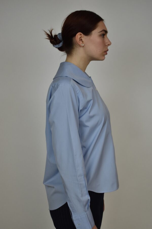 BLUE ROUND COLLARED SHIRT IN JAPANESE COTTON - Image 3