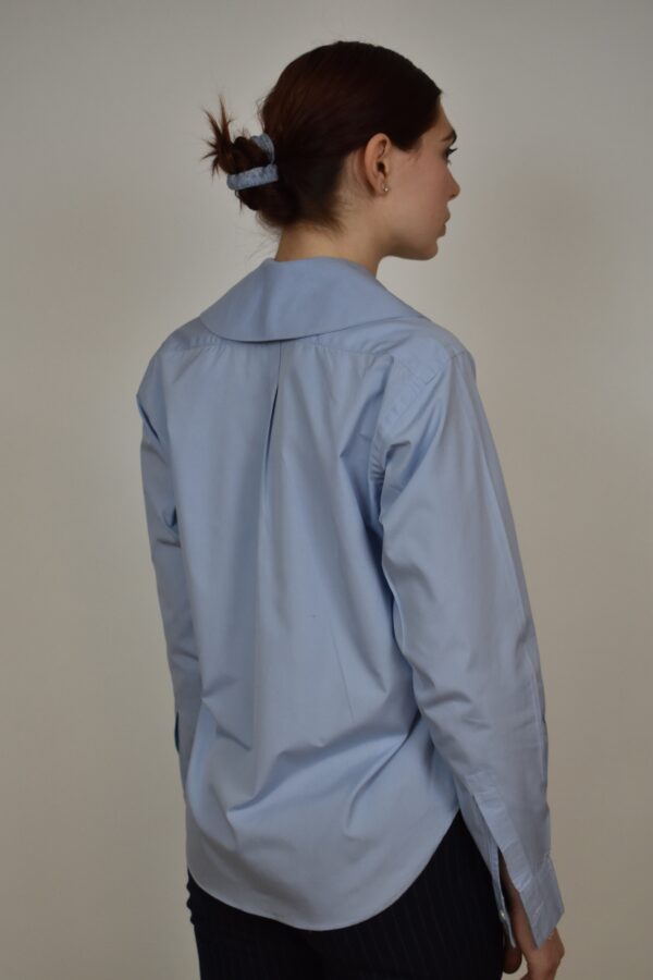 BLUE ROUND COLLARED SHIRT IN JAPANESE COTTON - Image 4