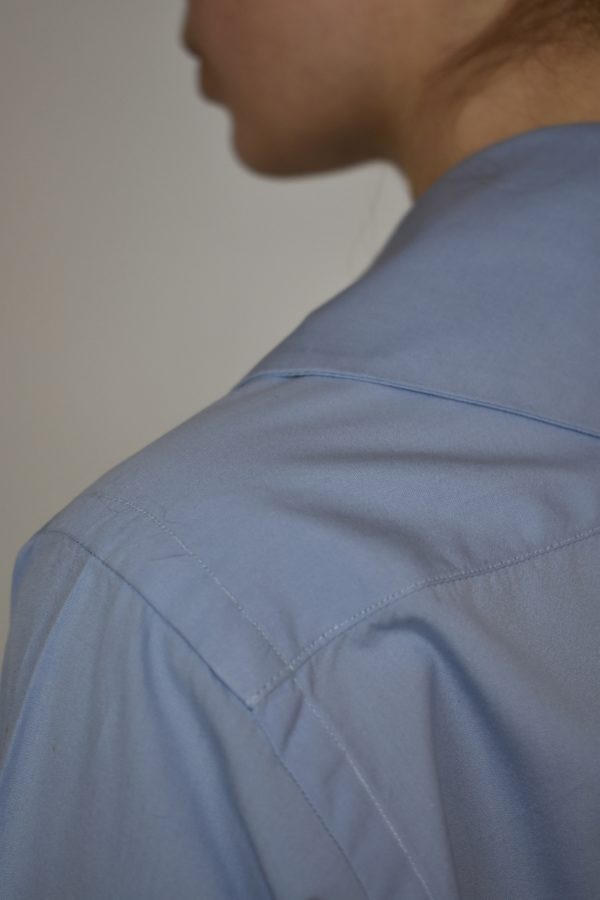 BLUE ROUND COLLARED SHIRT IN JAPANESE COTTON - Image 6