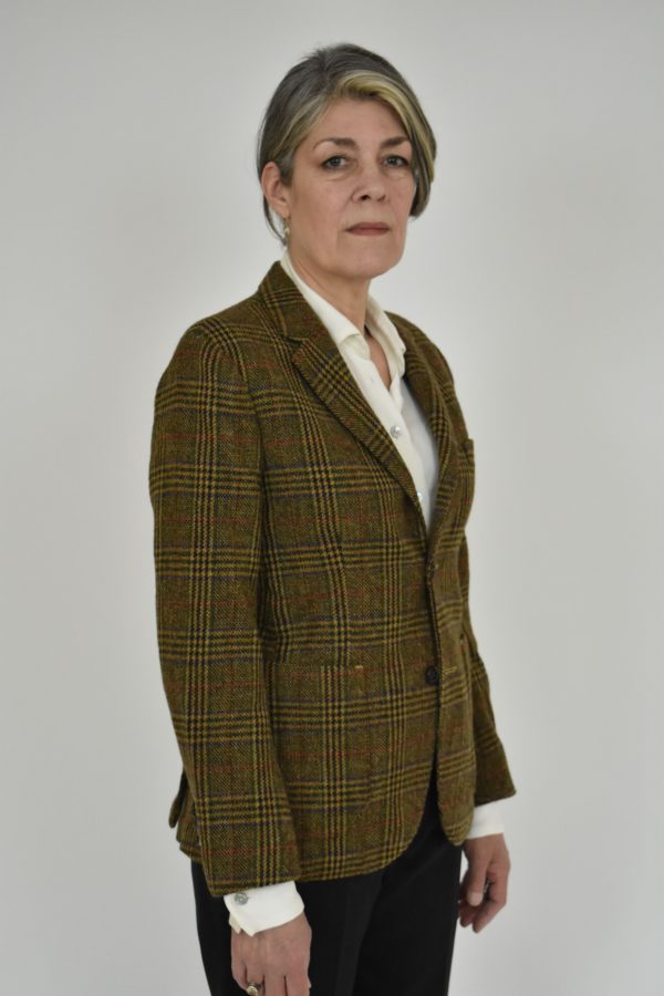 TWO BUTTON JACKET IN PLAID WASHED TWEED 2
