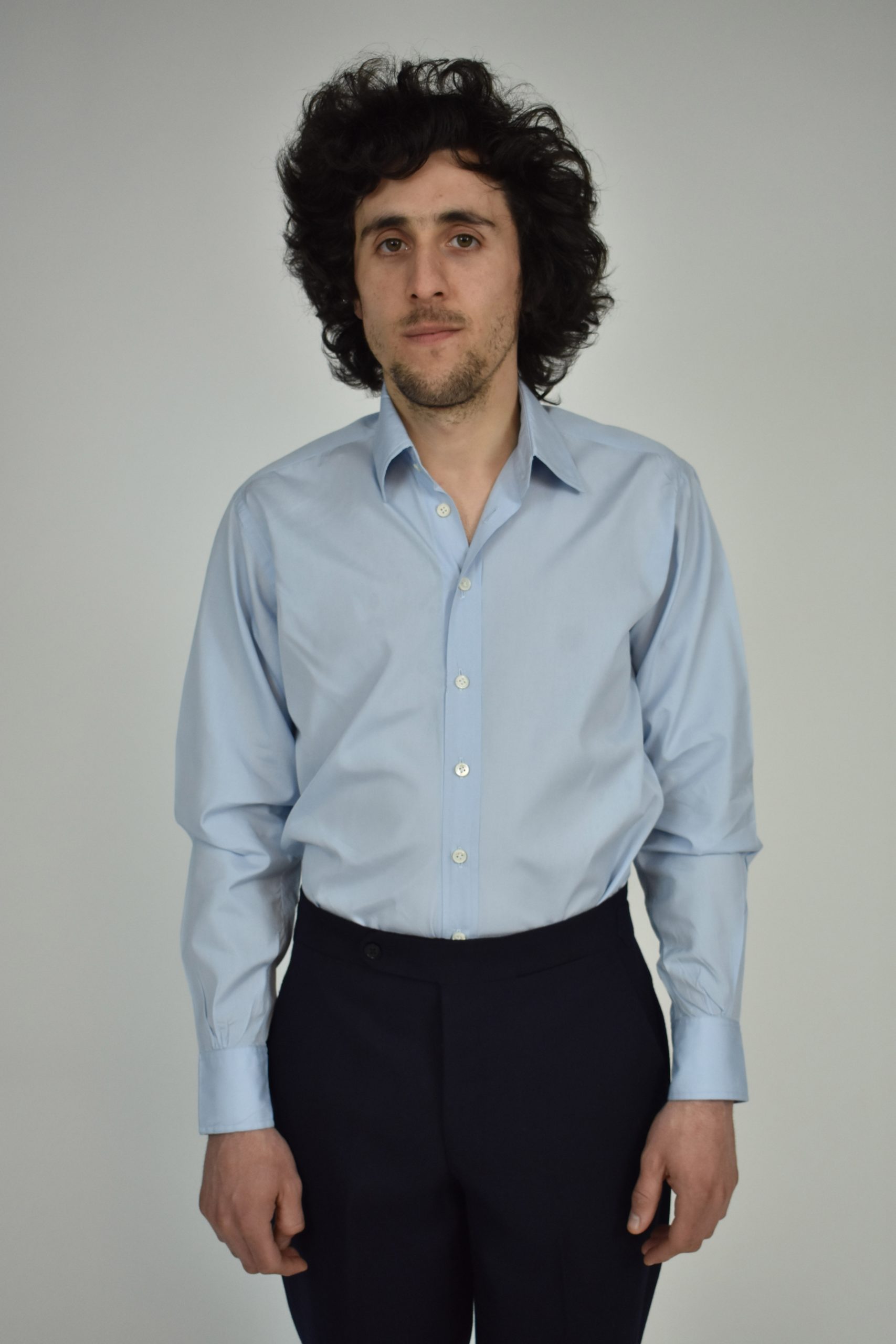 HAND-SEWN FORMAL SHIRT IN FINE CLASSIC BLUE 100s 2-PLY POPLIN 1 HAND-SEWN FORMAL SHIRT IN FINE CLASSIC BLUE 100s 2-PLY POPLIN