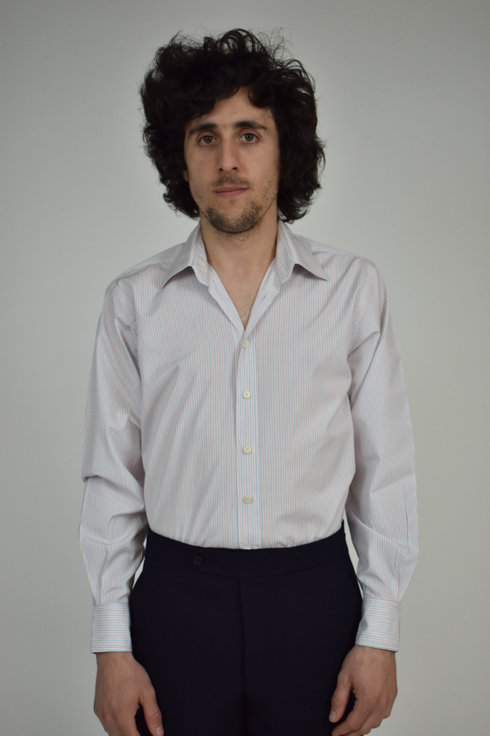 HAND-SEWN GRANDI & RUBINELLI SHIRT IN RED & BLUE ON WHITE 120s 2-PLY POPLIN 1 HAND-SEWN GRANDI & RUBINELLI SHIRT IN RED & BLUE ON WHITE 120s 2-PLY POPLIN
