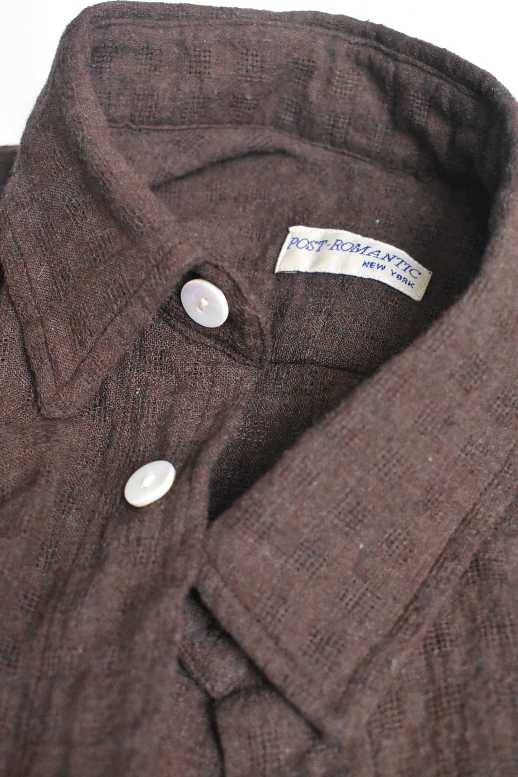 SIMPLE SHIRT IN BROWN HANDLOOMED COTTON 7 SIMPLE SHIRT IN BROWN HANDLOOMED COTTON - Image 7