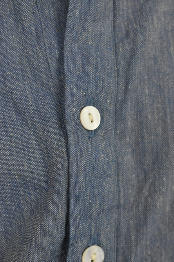 POPOVER SHIRT IN BLUE HANDLOOMED CHAMBRAY 5 POPOVER SHIRT IN BLUE HANDLOOMED CHAMBRAY - Image 5