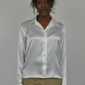 SIMPLE WHITE SHIRT IN CHARMEUSE SILK