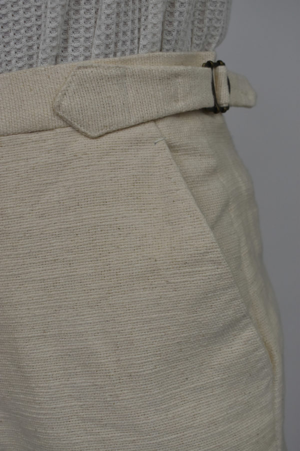 IVORY STRAIGHT LEGGED PANTS IN UNDYED HANDLOOMED COTTON 6 IVORY STRAIGHT LEGGED PANTS IN UNDYED HANDLOOMED COTTON - Image 6