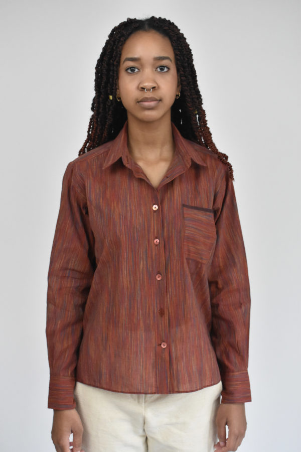RED SIMPLE SHIRT IN HANDLOOMED COTTON 1 RED SIMPLE SHIRT IN HANDLOOMED COTTON
