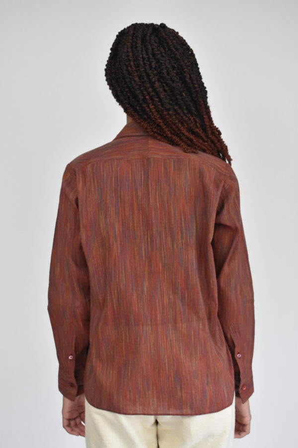 RED SIMPLE SHIRT IN HANDLOOMED COTTON 3 RED SIMPLE SHIRT IN HANDLOOMED COTTON - Image 3
