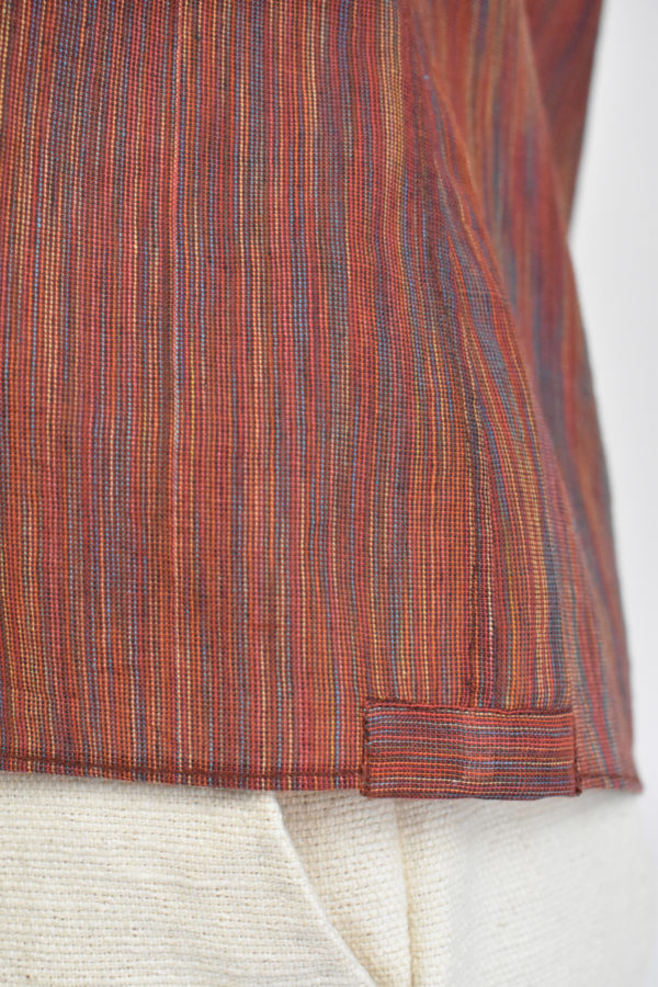 RED SIMPLE SHIRT IN HANDLOOMED COTTON 4 RED SIMPLE SHIRT IN HANDLOOMED COTTON - Image 4