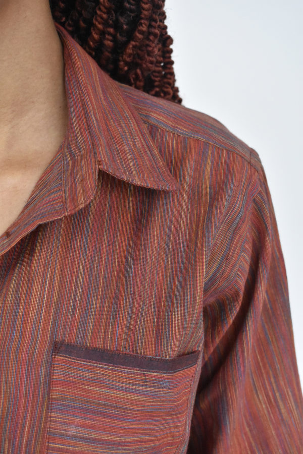 RED SIMPLE SHIRT IN HANDLOOMED COTTON 5 RED SIMPLE SHIRT IN HANDLOOMED COTTON - Image 5