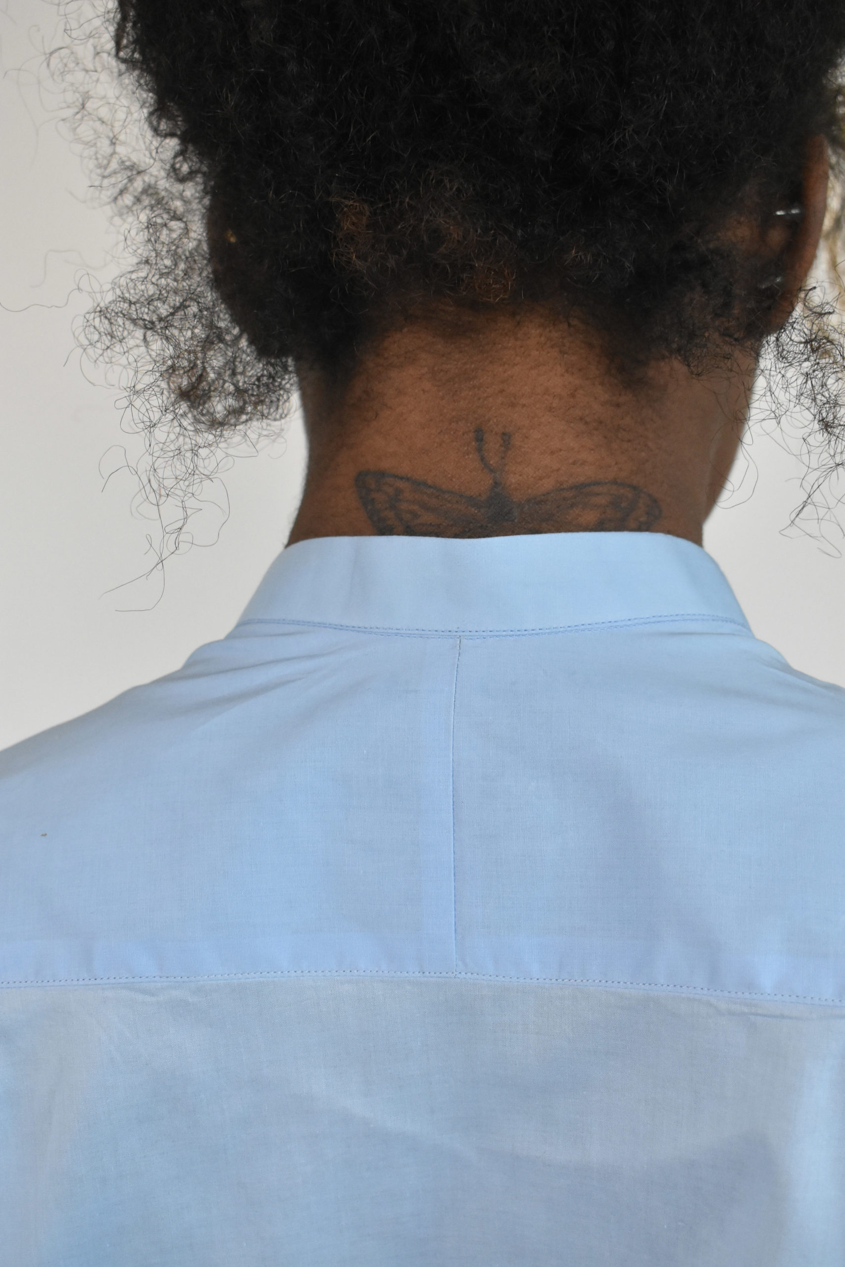 BLUE JAPANESE COTTON BAND COLLAR SHIRT 8 BLUE JAPANESE COTTON BAND COLLAR SHIRT - Image 8