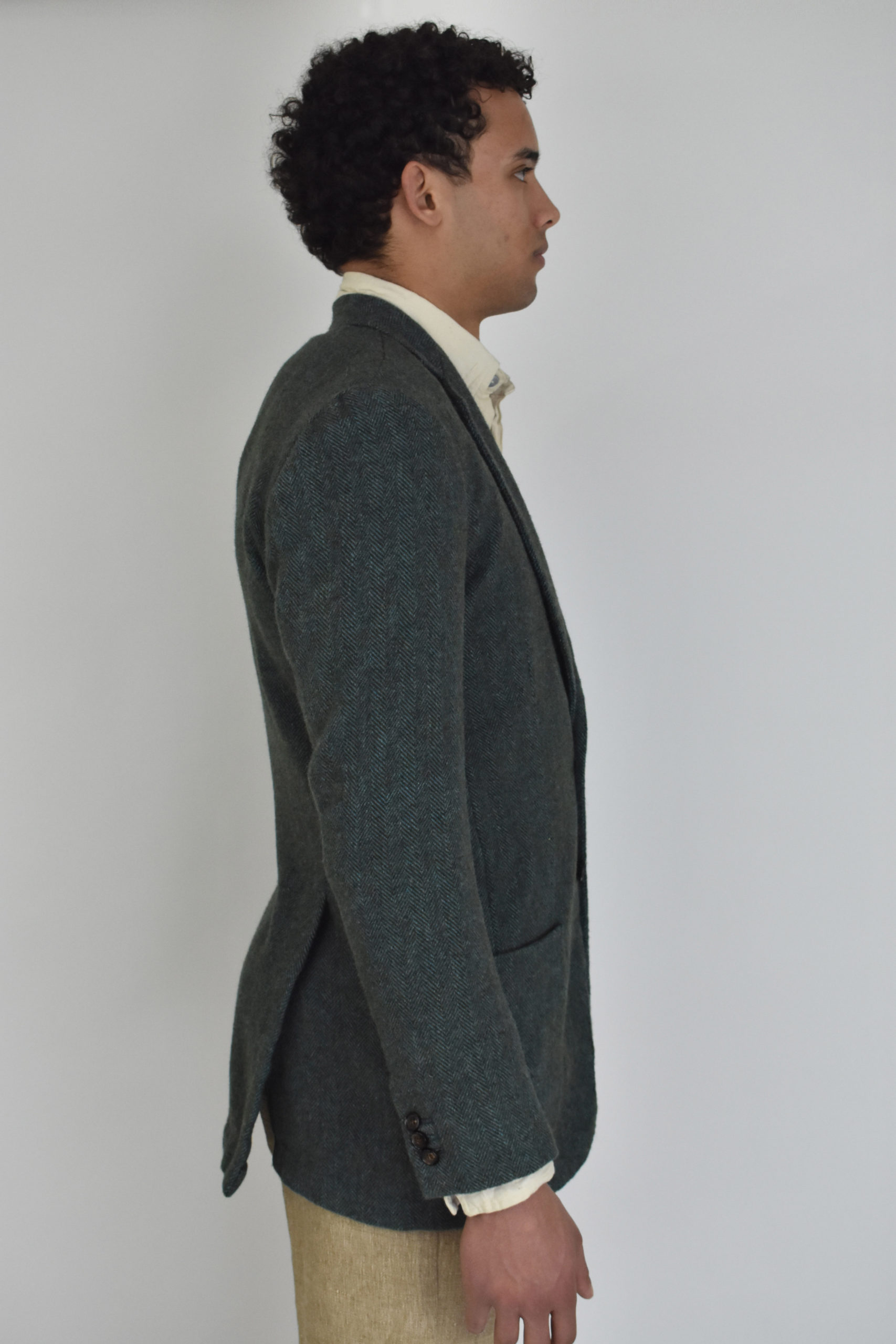 TWO BUTTON JACKET IN WASHED HERRINGBONE TWEED 2 TWO BUTTON JACKET IN WASHED HERRINGBONE TWEED - Image 2