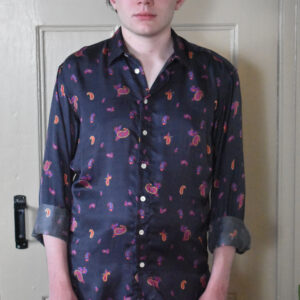 NAVY SILK TWILL PAISLEY SHIRT