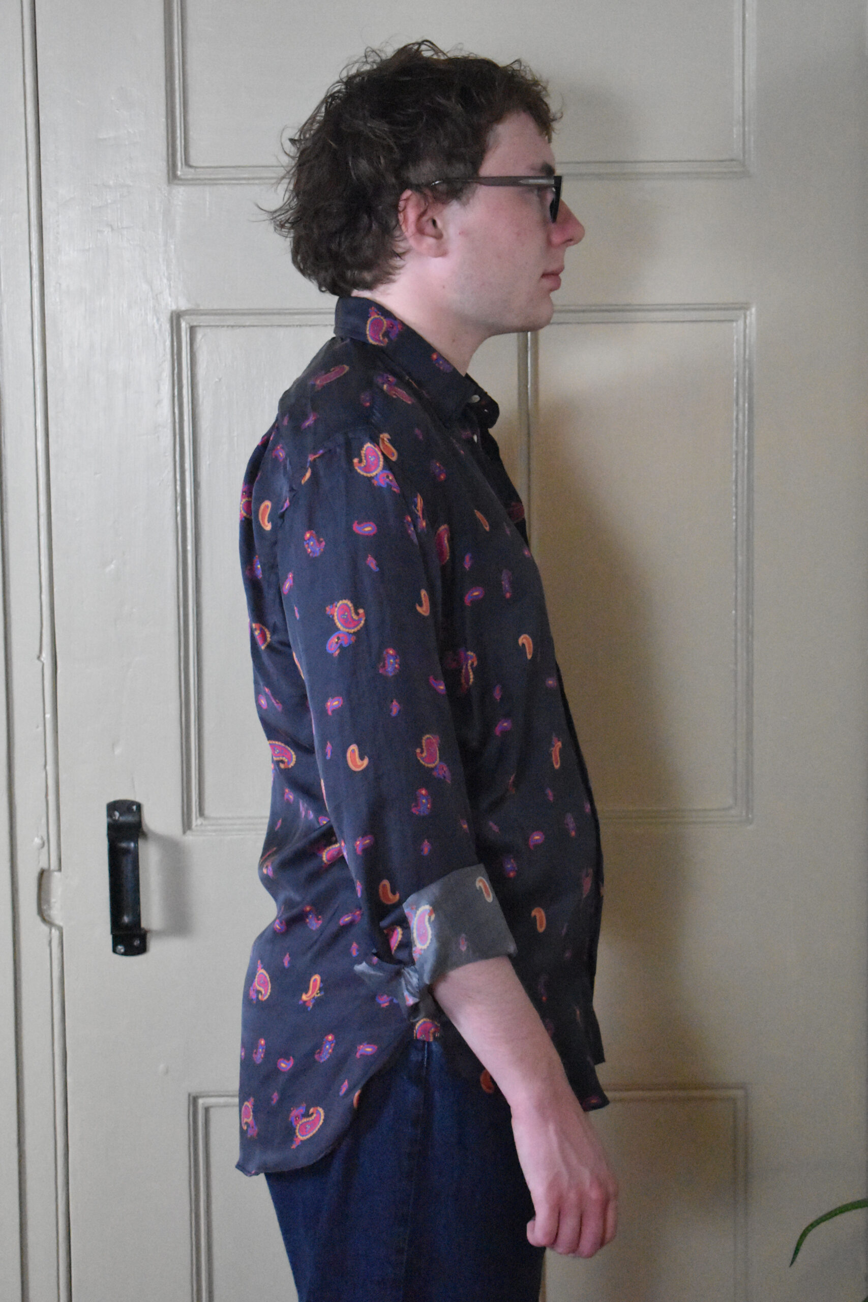 NAVY SILK TWILL PAISLEY SHIRT 2 NAVY SILK TWILL PAISLEY SHIRT - Image 2