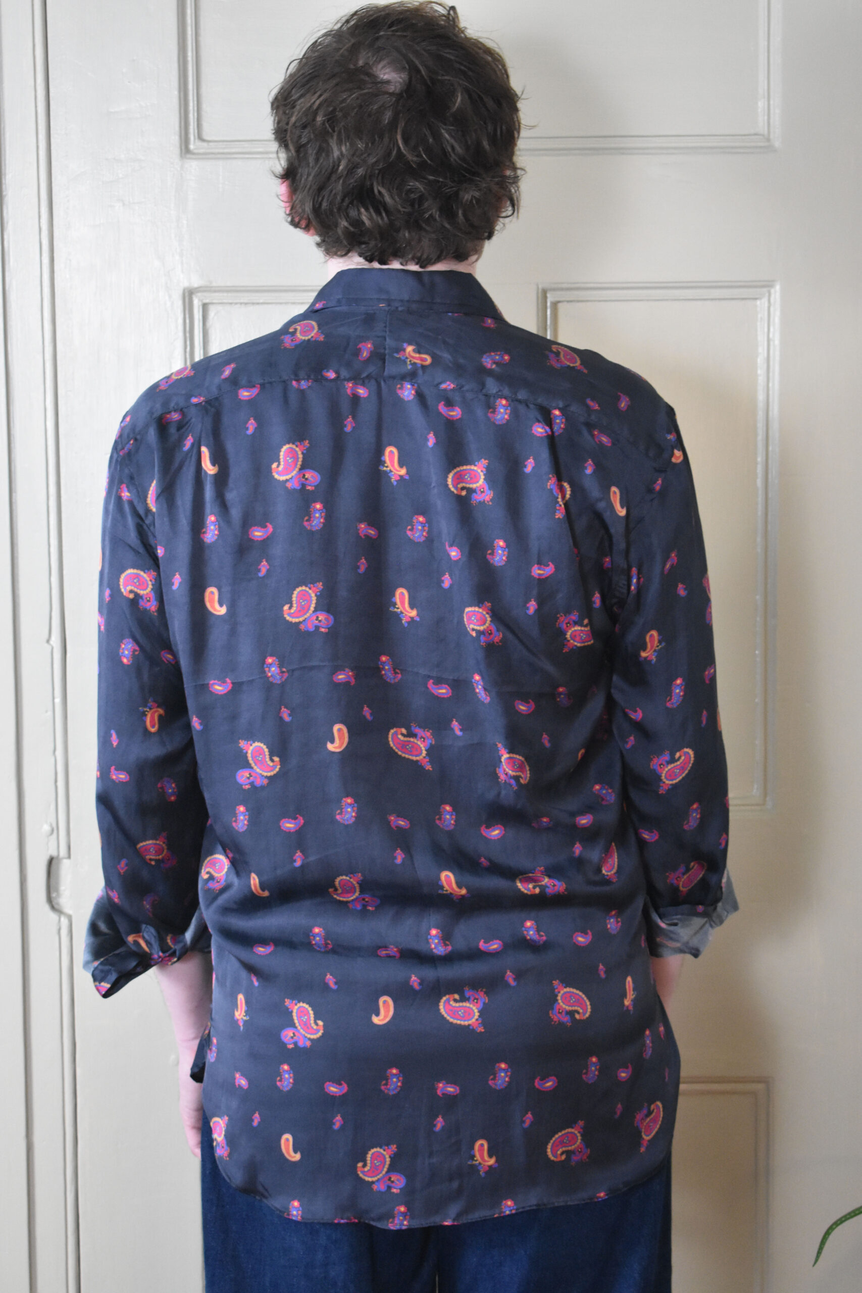 NAVY SILK TWILL PAISLEY SHIRT 3 NAVY SILK TWILL PAISLEY SHIRT - Image 3
