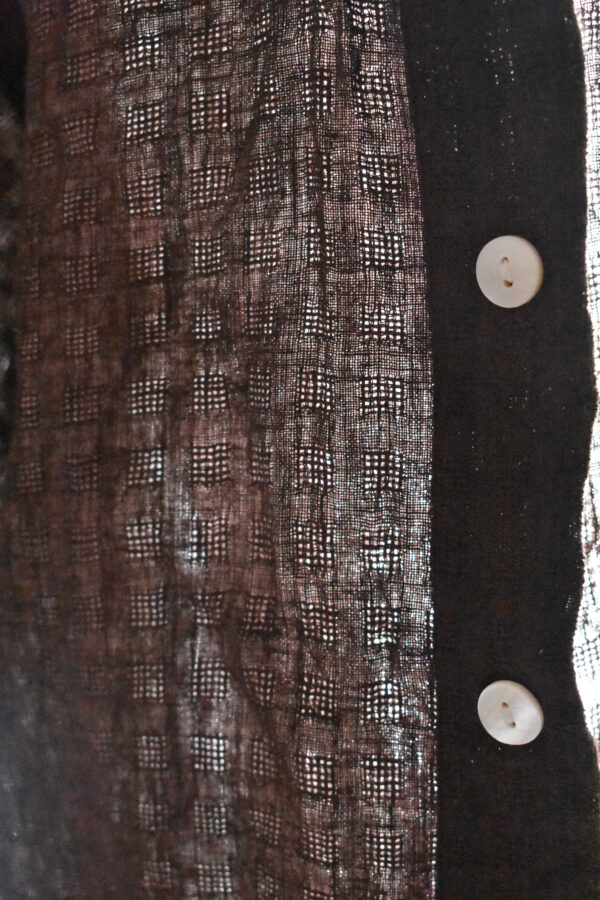 CAMP COLLAR SHIRT IN BROWN HANDLOOMED COTTON 4 CAMP COLLAR SHIRT IN BROWN HANDLOOMED COTTON - Image 4