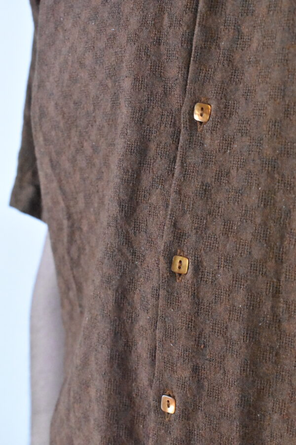 CAMP COLLAR SHIRT IN BROWN HANDLOOMED COTTON 6 CAMP COLLAR SHIRT IN BROWN HANDLOOMED COTTON - Image 6
