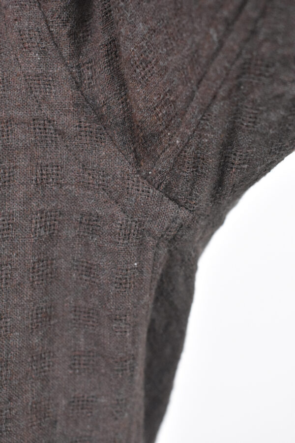CAMP COLLAR SHIRT IN BROWN HANDLOOMED COTTON 7 CAMP COLLAR SHIRT IN BROWN HANDLOOMED COTTON - Image 7
