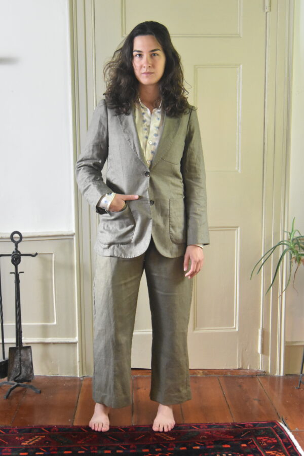 OLIVE GREEN LINEN SUIT
