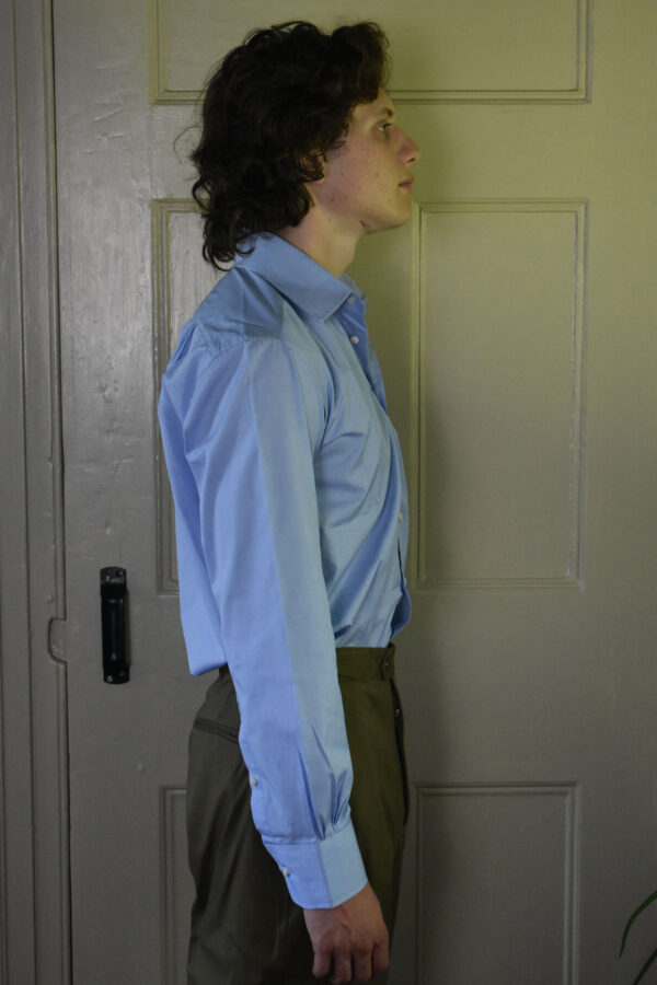 HAND-SEWN SHIRT IN BLUE END-ON-END 120s 2-PLY POPLIN 3 HAND-SEWN SHIRT IN BLUE END-ON-END 120s 2-PLY POPLIN - Image 3