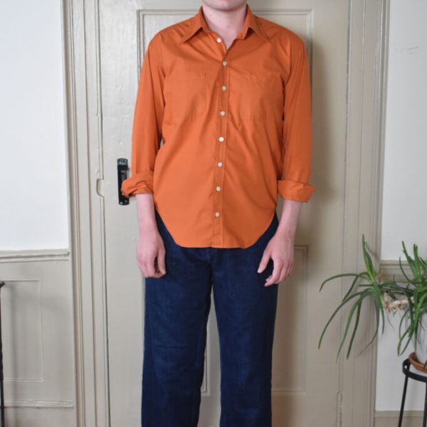 AVIDAN SHIRT IN BURNT ORANGE COTTON POPLIN