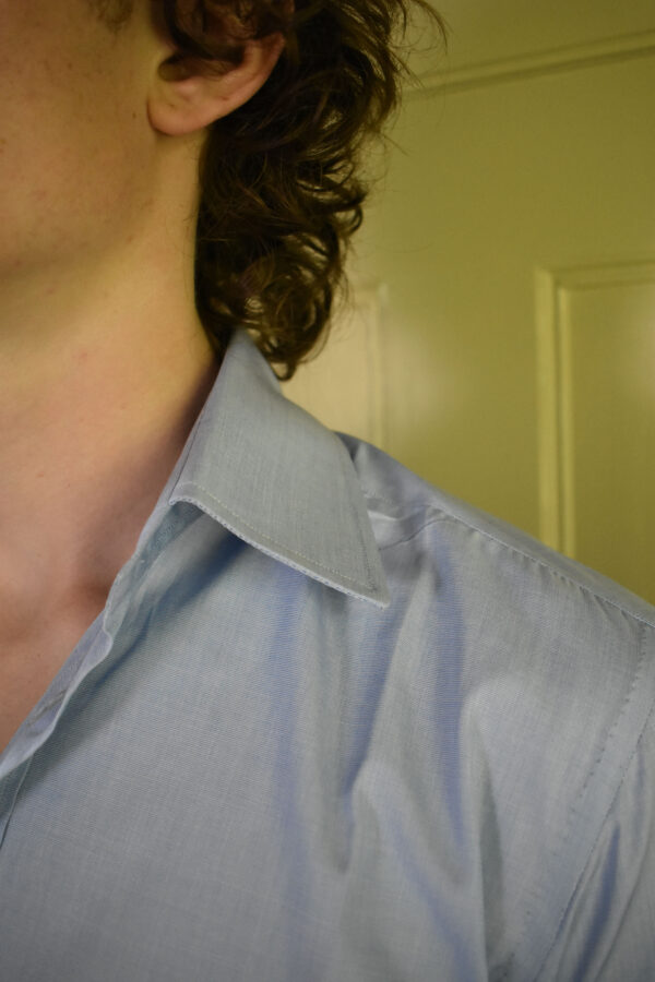 HAND-SEWN SHIRT IN BLUE END-ON-END 120s 2-PLY POPLIN 7 HAND-SEWN SHIRT IN BLUE END-ON-END 120s 2-PLY POPLIN - Image 7