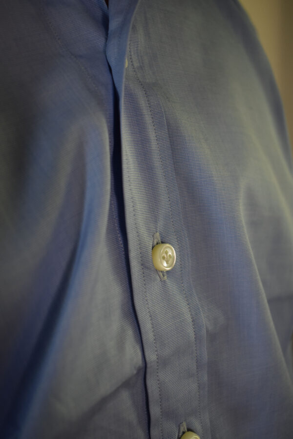 HAND-SEWN SHIRT IN BLUE END-ON-END 120s 2-PLY POPLIN 8 HAND-SEWN SHIRT IN BLUE END-ON-END 120s 2-PLY POPLIN - Image 8