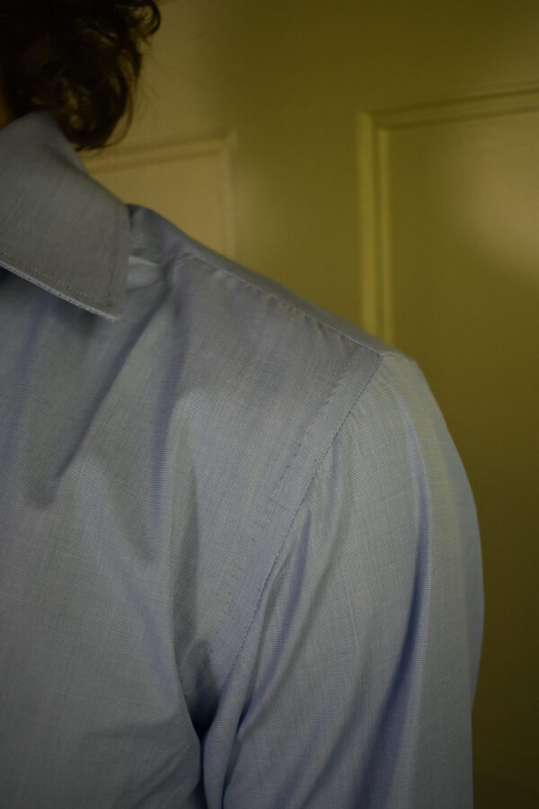HAND-SEWN SHIRT IN BLUE END-ON-END 120s 2-PLY POPLIN 9 HAND-SEWN SHIRT IN BLUE END-ON-END 120s 2-PLY POPLIN - Image 9