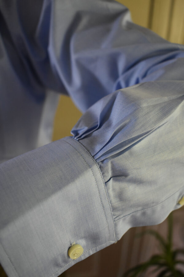 HAND-SEWN SHIRT IN BLUE END-ON-END 120s 2-PLY POPLIN 13 HAND-SEWN SHIRT IN BLUE END-ON-END 120s 2-PLY POPLIN - Image 13