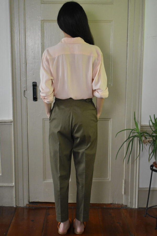 OLIVE TAPERED PANTS IN BRUSHED COTTON TWILL - Image 3