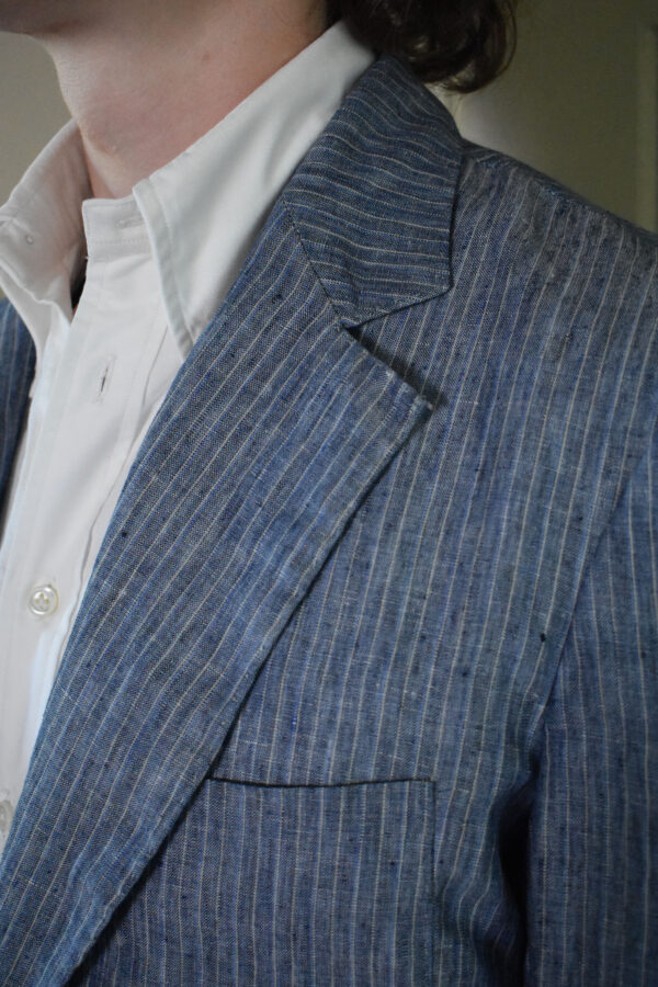 STRIPED BLUE SLUBBY LINEN SUIT - Image 4