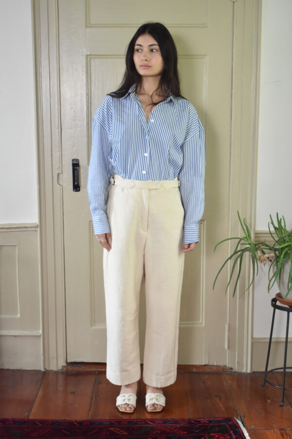 STRAIGHT PANTS IN UNDYED HANDLOOMED COTTON 1 STRAIGHT PANTS IN UNDYED HANDLOOMED COTTON