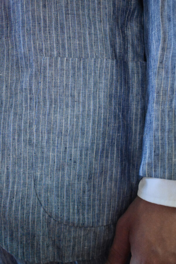 STRIPED BLUE SLUBBY LINEN SUIT - Image 5