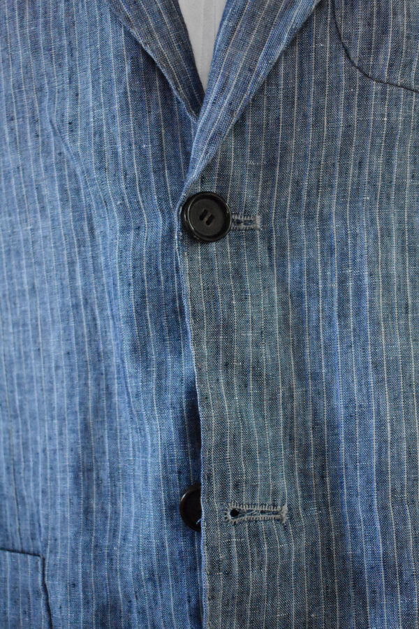 STRIPED BLUE SLUBBY LINEN SUIT - Image 6