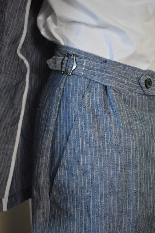 STRIPED BLUE SLUBBY LINEN SUIT - Image 8