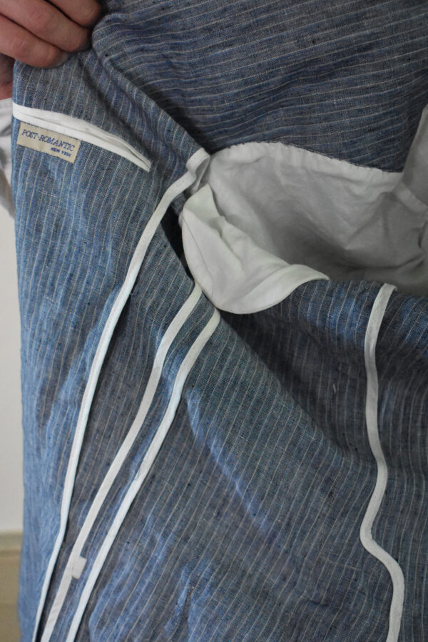STRIPED BLUE SLUBBY LINEN SUIT - Image 10