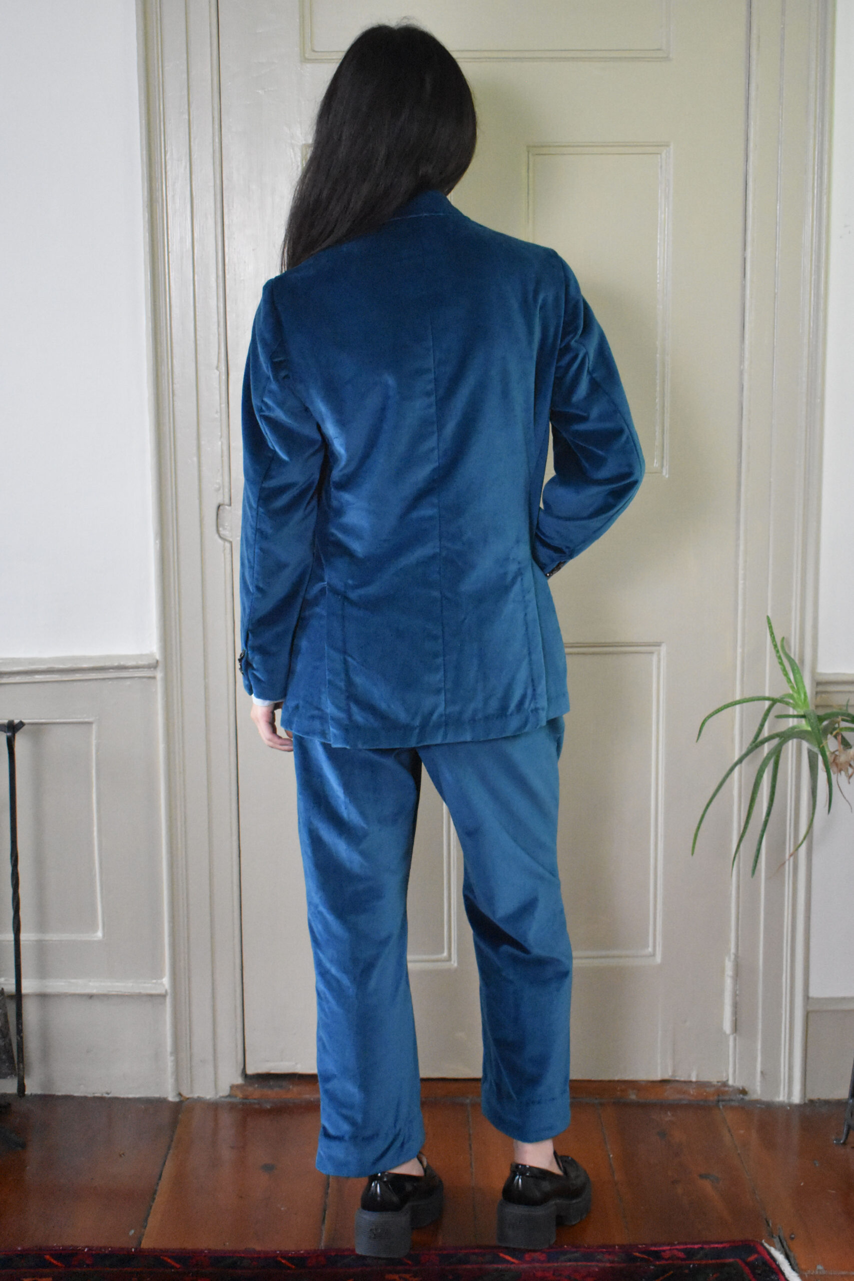 PETROL VELVET COTTON SUIT 4 PETROL VELVET COTTON SUIT - Image 4