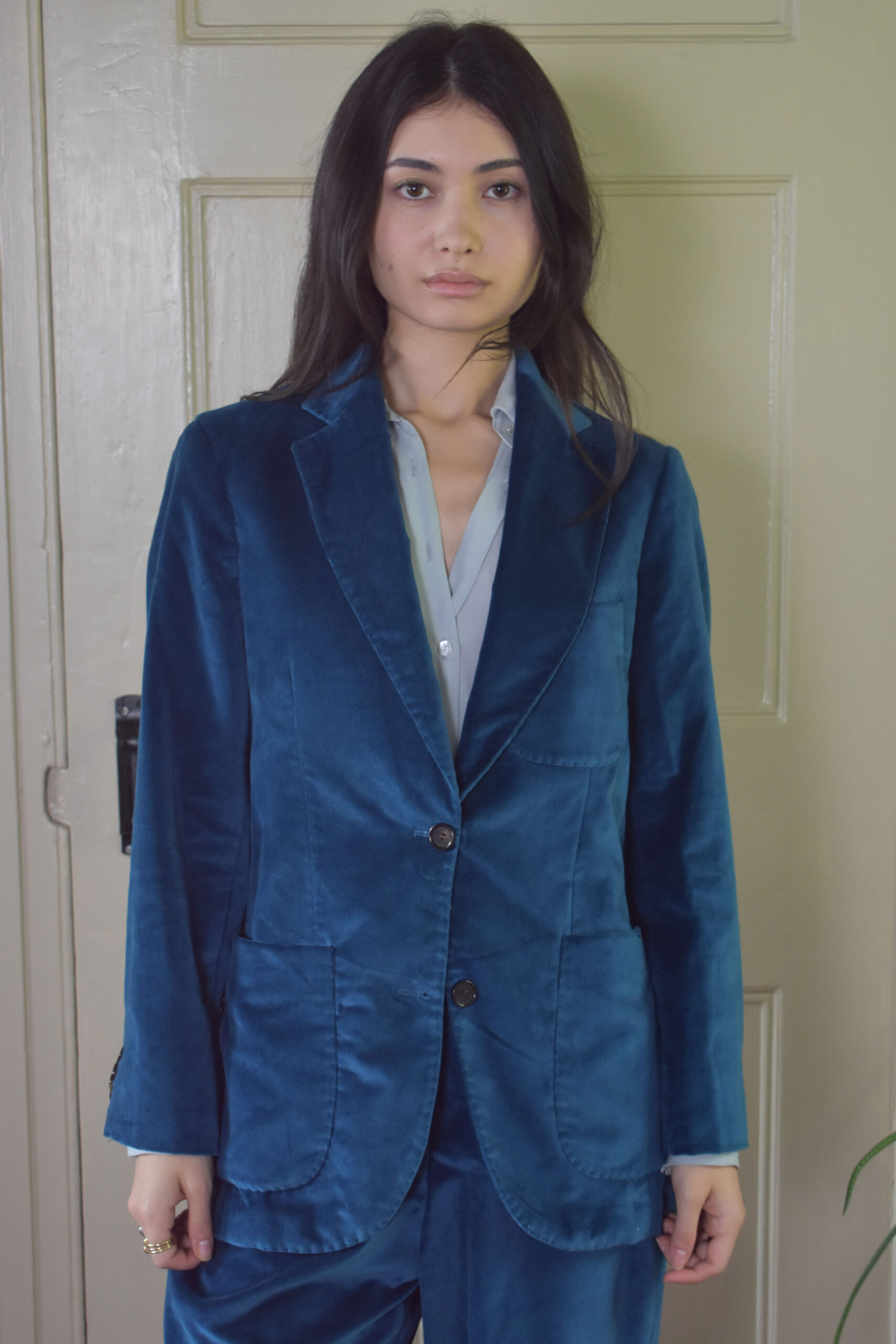 PETROL VELVET COTTON SUIT 2 PETROL VELVET COTTON SUIT - Image 2
