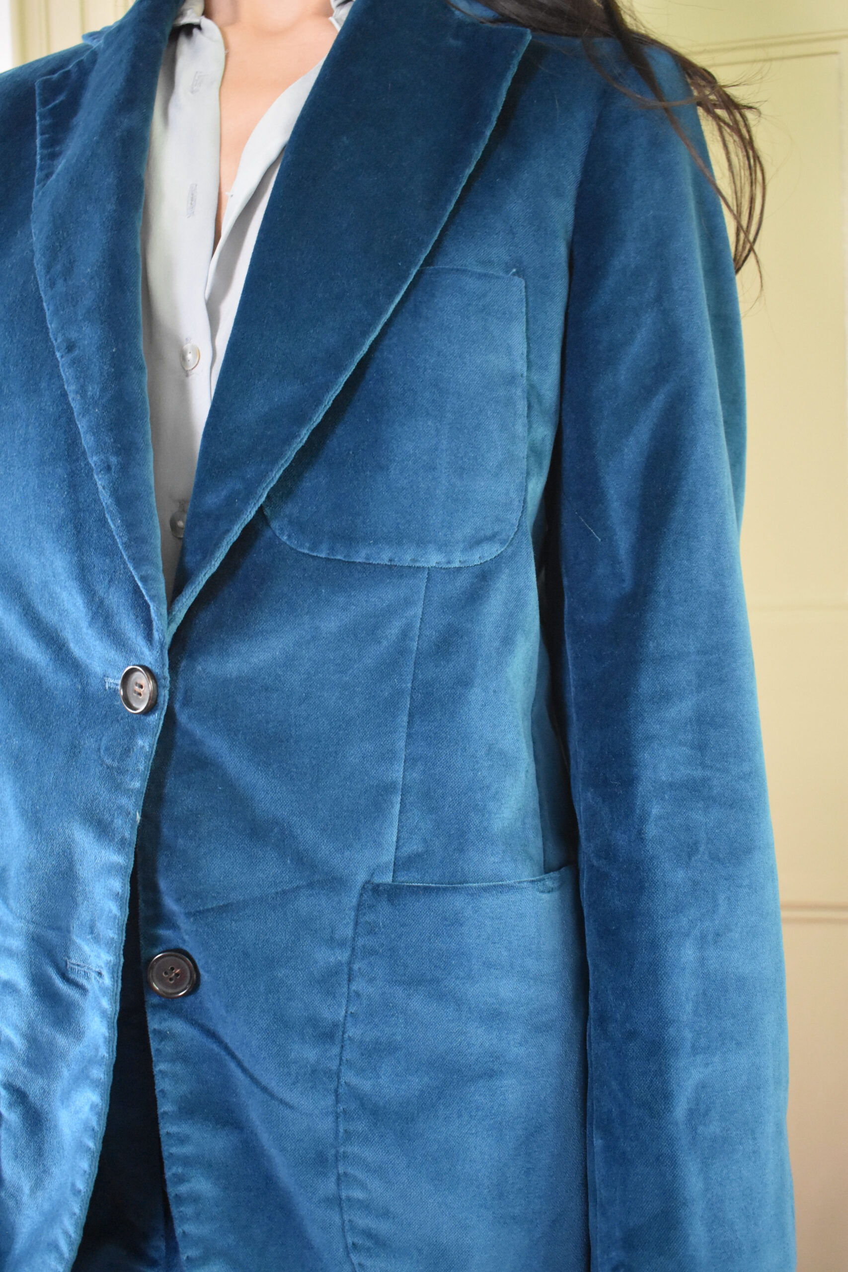 PETROL VELVET COTTON SUIT 6 PETROL VELVET COTTON SUIT - Image 6