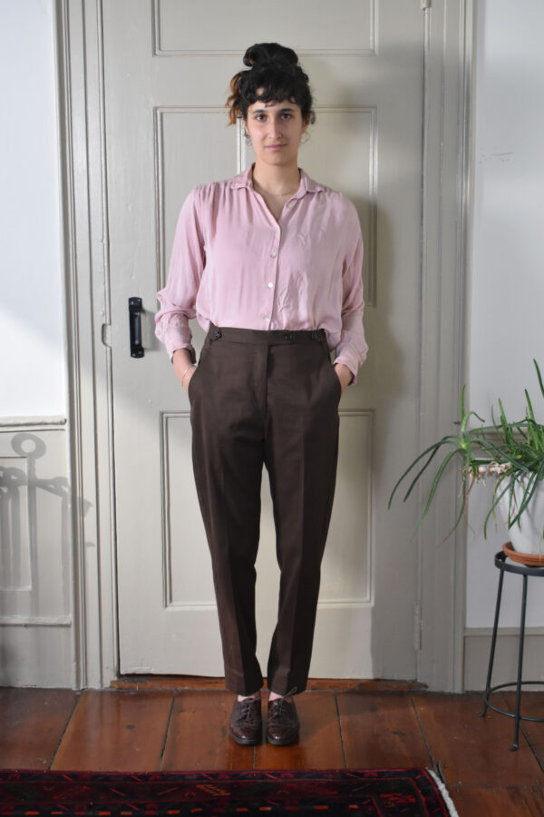 COFFEE TAPERED PANTS IN BRUSHED COTTON TWILL 1 COFFEE TAPERED PANTS IN BRUSHED COTTON TWILL