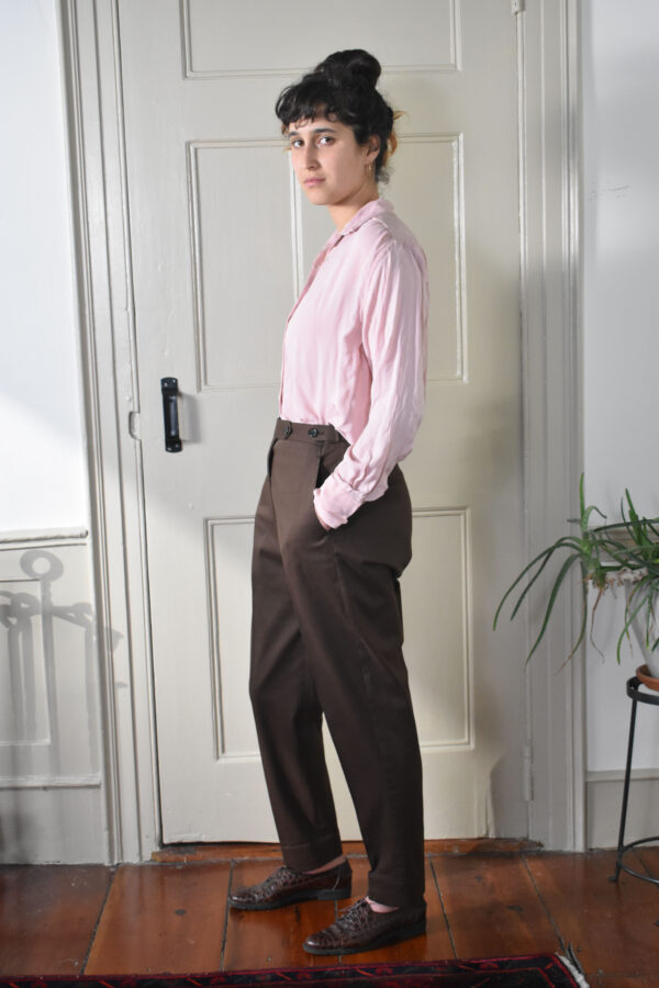 COFFEE TAPERED PANTS IN BRUSHED COTTON TWILL 3 COFFEE TAPERED PANTS IN BRUSHED COTTON TWILL - Image 3