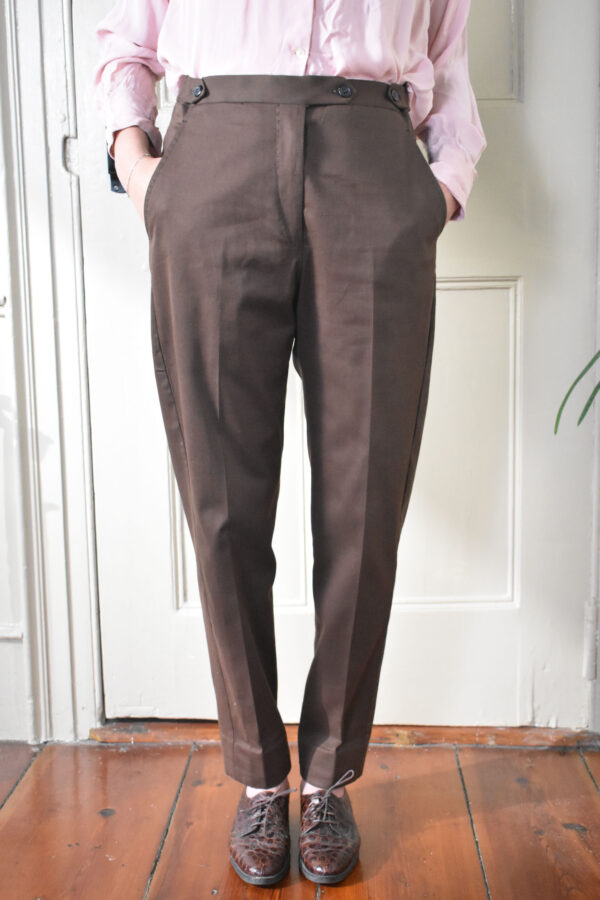 COFFEE TAPERED PANTS IN BRUSHED COTTON TWILL 6 COFFEE TAPERED PANTS IN BRUSHED COTTON TWILL - Image 6