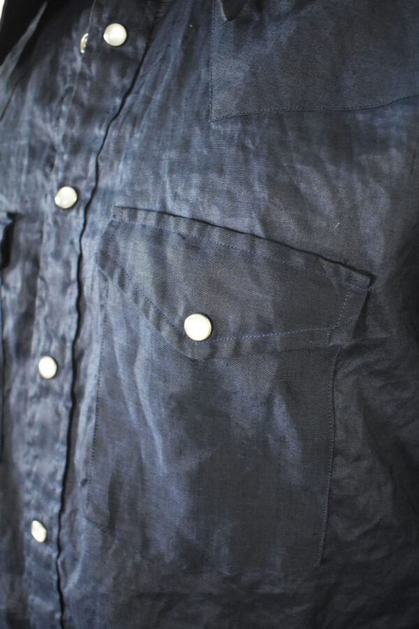WESTERN SHIRT IN NAVY BLUE JAPANESE LINEN 9 WESTERN SHIRT IN NAVY BLUE JAPANESE LINEN - Image 9