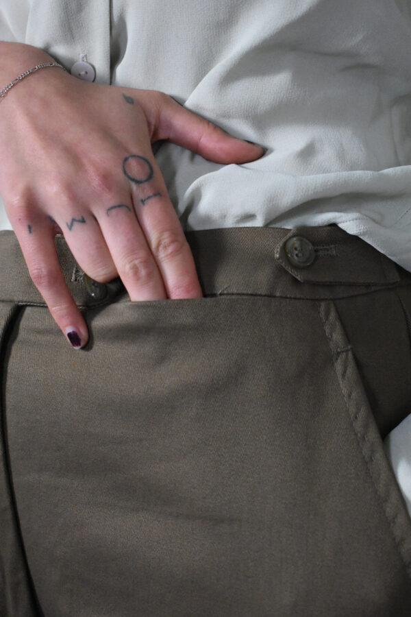 OLIVE STRAIGHT PANTS IN BRUSHED COTTON TWILL 8 OLIVE STRAIGHT PANTS IN BRUSHED COTTON TWILL - Image 8