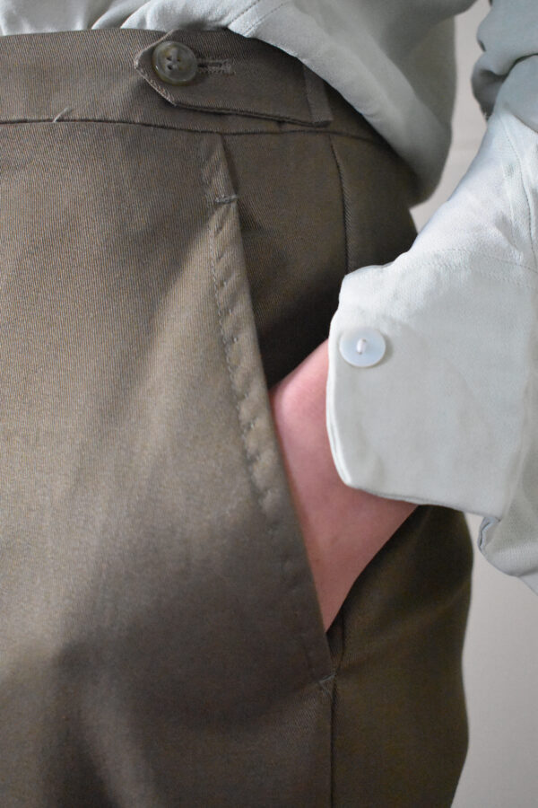 OLIVE STRAIGHT PANTS IN BRUSHED COTTON TWILL 7 OLIVE STRAIGHT PANTS IN BRUSHED COTTON TWILL - Image 7