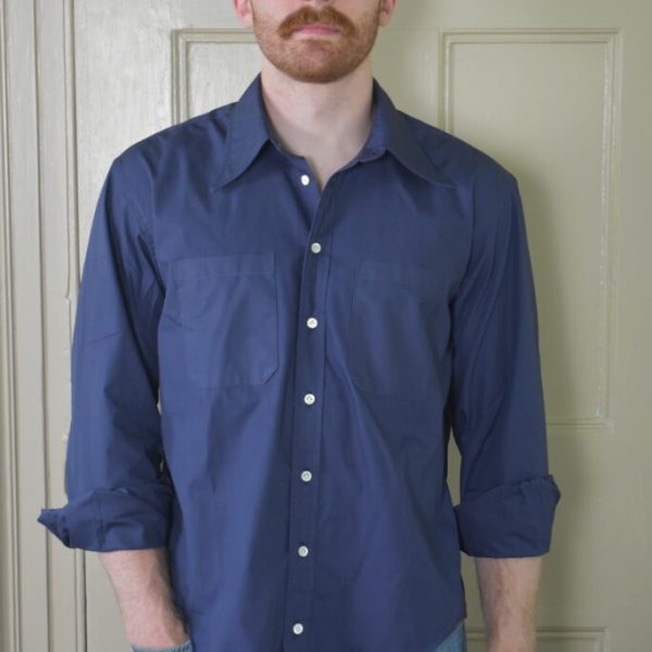 AVIDAN SHIRT IN BLUE COTTON POPLIN