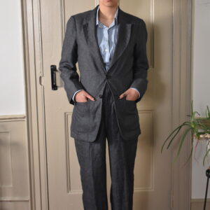 CHARCOAL HOUNDSTOOTH LINEN SUIT