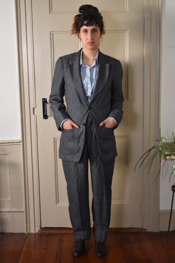 CHARCOAL HOUNDSTOOTH LINEN SUIT 1 CHARCOAL HOUNDSTOOTH LINEN SUIT