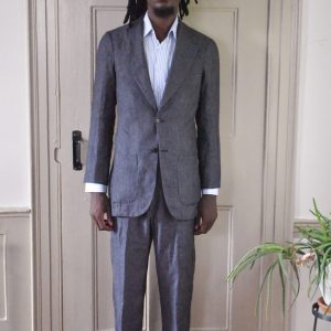 CHARCOAL MICRO HOUNDSTOOTH LINEN SUIT
