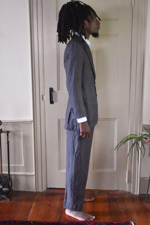 CHARCOAL MICRO HOUNDSTOOTH LINEN SUIT 2 CHARCOAL MICRO HOUNDSTOOTH LINEN SUIT - Image 2